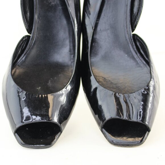Miu Miu Patent Leather Slingback Peep Toe Wedges (EU 37 - US 6.5) - Picture 3 of 8